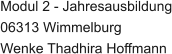 Modul 2 - Jahresausbildung 06313 Wimmelburg Wenke Thadhira Hoffmann